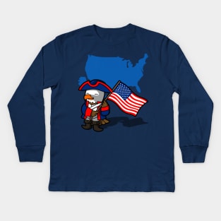 Proud American 4th Of July Cute Patriotic American Eagle Independence Day Kids Long Sleeve T-Shirt